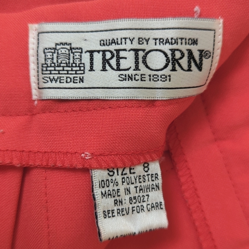 Tretorn 80's Vintage Classic Pleated High Waisted Mini Tennis Skirt Hot Coral 8 - Picture 9 of 10
